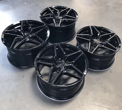 MRR M755 18x9.5 +50 / 19x11 +55 Flow Forged Gloss Black Wheels Fit Corvette C5 • $1581