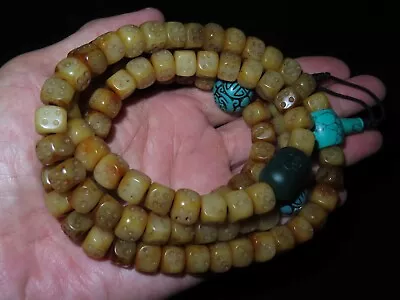Large Nepal Tibet Buddhist 108 Dice Shaped Solid Yak Bone Mala Prayer Beads (e3) • $156.60