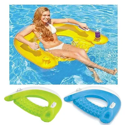 £24.69 • Buy Intex Inflatable 60  Sit N Float Swimming Pool Beach Chair Lilo Lounger Air Mat