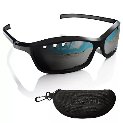 RayZor Sports Wrap Sunglasses Uv400 Black Vented Smoke Mirrored Lens RRP£49 (401 • £14.49