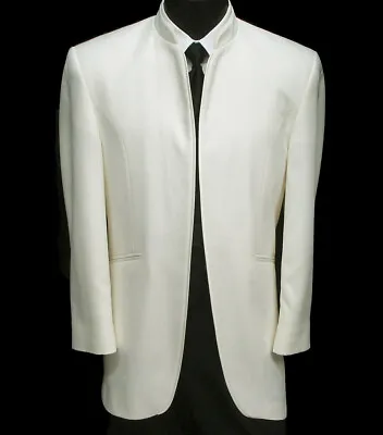 Men's Jean Yves Ivory Off White Mandarin Nehru Collar Tuxedo Jacket Wedding 50R • $49.99