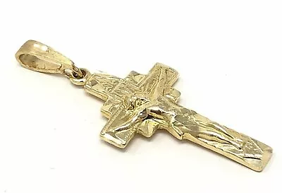 $186.49 • Buy 14k Yellow Gold Jesus Crucifix Religious Cross Charm Pendant 1.5  2.6 Grams