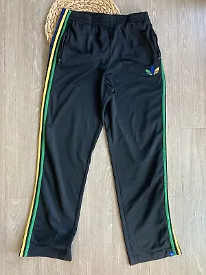 Men’s VTG 90s Adidas Triple Stripe Athletic Pant Size Medium Black Elastic Waist • $45