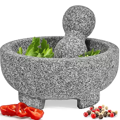 Heavy Duty Large Mortar Pestle Set Hand Carved Assorted 6 And8 8 Inch Stone USA • $29.75