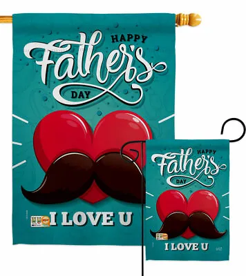 Dad Mustache Garden Flag Father's Day Family Decorative Gift Yard House Banner • $78.95