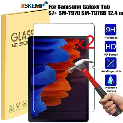 2Pcs Samsung Galaxy Tab S7+ T970 T976B 12.4 In Tempered Glass Screen Protector • $17.58