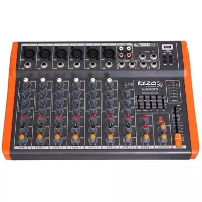 Ibiza Sound MX801 Mixer Notepad Mixing Desk 8 Channel Studio Karaoke Band USB • £143.50