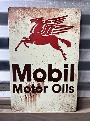 Mobil Motor Oils Red Pegasus Flying Horse Advertising Ditressed Look Sign 8 X12  • $10.97