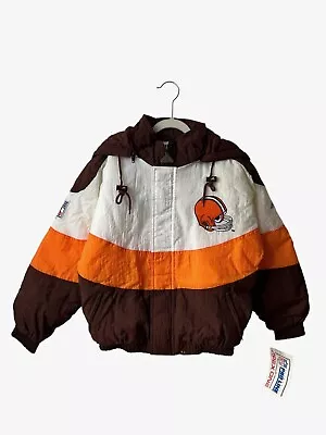 Vintage Cleveland Browns Apex One Jacket Coat Youth Size Medium NOS NWT 90s • $125