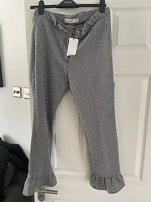 Womens Mango Casual Cropped Checked Trousers Size L • £4.99