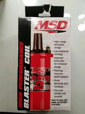 MSD 8202 Ignition Coil Blaster 2 Canister Round Oil Filled Red 45000 V Ea • $82.01