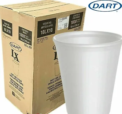 £19.99 • Buy 10oz WHITE DART POLYSTYRENE FOAM INSULATED HOT DRINK CUPS ONLY (NO LIDS) BULKBUY