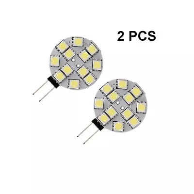 2 LED G4 Caravan Boat LED Bulb 12smd Disc Bulbs 12V DC Cool White • £4.09