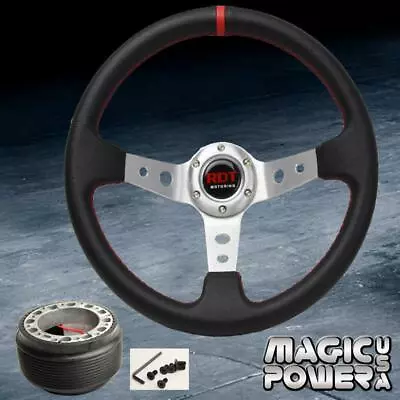 350mm Chrome Deep Dish Steering Wheel & Hub Adapter For Acura Integra 90-93 DA • $50.59