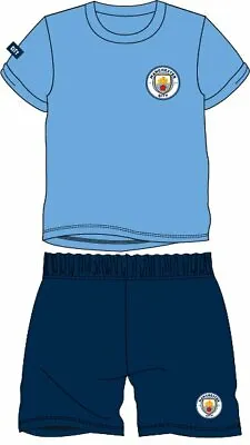 Boys MANCHESTER CITY Short Pyjamas 3 - 12 Yrs Football Shortie Pj • £6.45