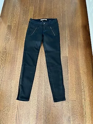 Exquisite JBrand J Brand Agnes Leather Look Moto Jeans Pants Zippers 24 • $24