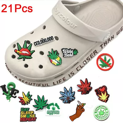 £4.62 • Buy 21pcs Plant Weed Shoe Charm Button Plug Pin For Croc Clog Shoes Wristband Decor