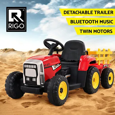 Rigo Ride On Car Tractor Toy Kids Electric Cars 12V Battery Child Toddlers Red • $159.95