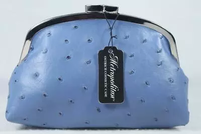 Ostrich Pattern Cosmetic Case/Purse-Kiss Close Blue NEW With Tags-Metropolitan! • $8.99