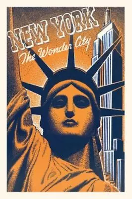Vintage Journal Orange And Blue Graphic Of Statue Of Liberty Head [Pocket Sized • $16.20