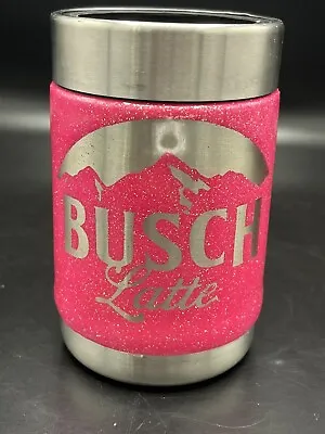 Busch Latte Metal Beer Koozie Hot Pink With Glitter Yas Queen Rare Unique • $16.99