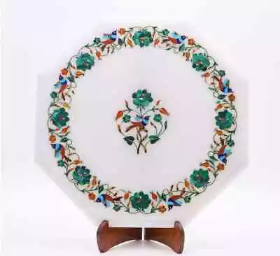 18'' Antique White Mosaic Marble Table Top Inlay Pietra Dura Coffee Center  • $482