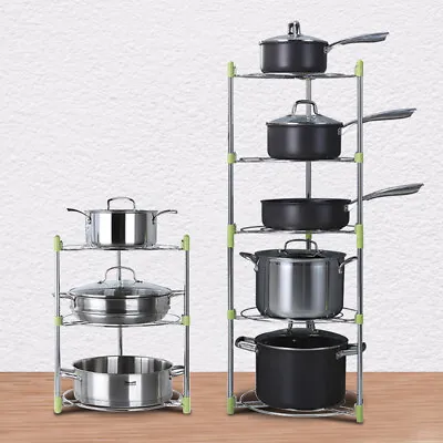 Kitchen Pan Pot Stand Rack 3/5 Tier Holder Organizer Saucepan Cookware Shelf • £12.95