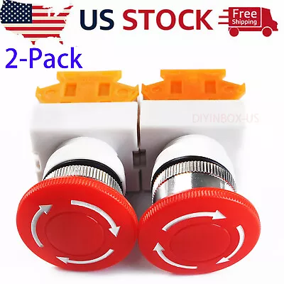 2-Pack Emergency Stop Switch Red 600V 1 NC 10A Contacts E-stop Twist Release • $7.79