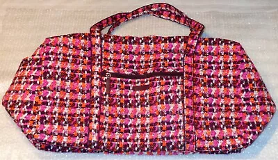 Big Vera Bradley Hounds Tooth Duffle Duffel Tote Bag Travel Gym Beach Pink Wine • $38.95