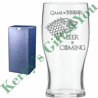£12.34 • Buy Engraved Pint Glass For - Beer Is Coming Stark Emblem Winter Is Coming