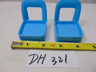 Mickey Mouse Clubhouse Playset Dollhouse Plastic Chair Lot Of 2 Blue 2 1/4  Tall • $9.99