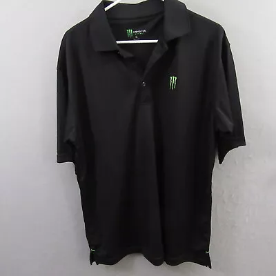 Monster Energy Mens Polo Shirt Size XL Black Green Short Sleeve Golf • $20.48