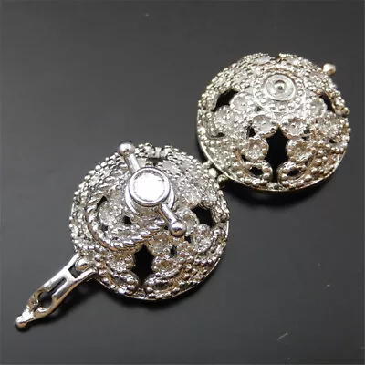 2 Silver Brass Floral Mexican Bola Ball Harmony Charm Chime Locket Craft 25*27mm • $5.31