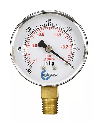 $9.45 • Buy 2-1/2  Vacuum Gauge - Chrome Plated Steel Case, 1/4 NPT, Lower Mnt. -30 InHg/0