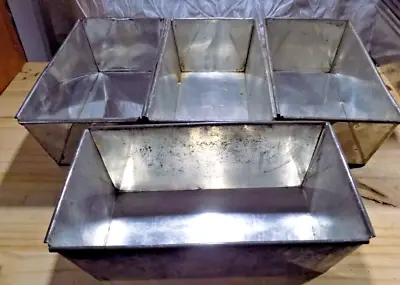 Vintage BREAD TINS Lot Of FOUR Tins Sheet Metal Plated Finish 10  X 6  X 3-1/2  • $9