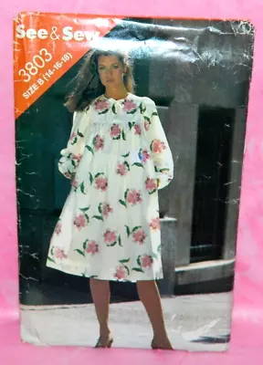 Uncut Butterick Sz 14-18 Knee Length Long Sleeve Muumuu Style Dress Pattern 3803 • $12.95