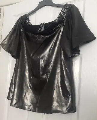 £7.95 • Buy River Island Silver Shiny Metallic Off The Shoulder Tunic Top Size 10