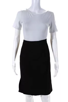 J Crew Womens Black Cotton No. 2 Lines Knee Length Pencil Skirt Size 8 • $40.81