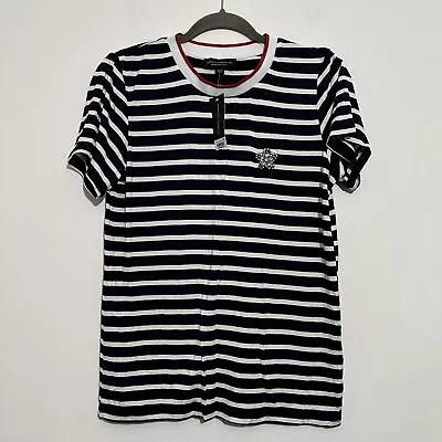 Dorothy Perkins Ladies Top  T-Shirt Blue Size 14 Viscose  Short Sleeve   Striped • £7