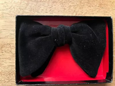 Mens Vintage After Six Large Bowtie Bow Clip Double Black  Velvet 5” • $15