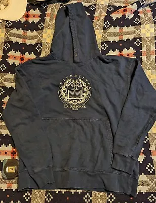 Vintage Paris Universite La Sorbonne Hoodie Sweatshirt Sz L University Blue • $39.88