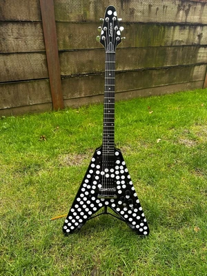 $100 • Buy New Zenison Flying V Guitar Black With White Polka Dots