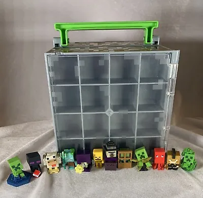 Minecraft Mini Figure Collector Case Storage Cube 2014 Mattel & 12 Figure Lot • $15.99