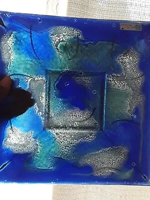 Andreas Meyer Blue Glass Hand Made In Israel Fused Art Nahariya Dish • $40.25