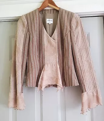 Stunning Vintage Armani Collezioni Linen And Silk Jacket Taupe - Size 8 • £145.97