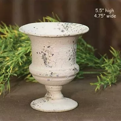 Chippy Metal Urn Planter CREAM - Shabby Chic / French Country --- 5.5  Tall • $12.94