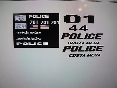 Costa Mesa California Police Patrol Car Decals 1:24 • $13.99