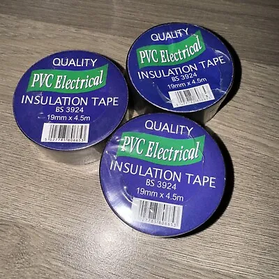 3 X High Quality PVC Electrical Insulation Tape 19mm X 4.5m Black • £4.99