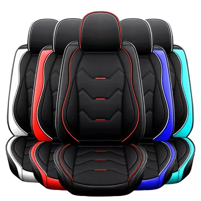 $85.99 • Buy 5 Seat Universal Car Seat Cover Deluxe Leather Full Set Cushion Protector Black