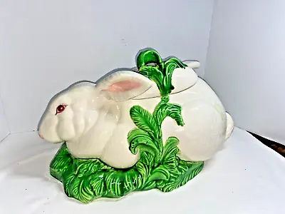 Vintage 16  Porcelain Ceramic White Rabbit Soup Gravy Tureen W/ Lid & Ladle • $129.99